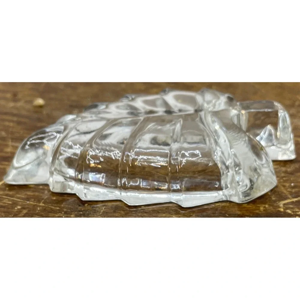 Glass Leaf‎ Dish Clear Trinket Jewelry Holder Vintage Small Decor